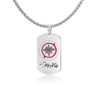 ZHENGGE Kpop Stray Kids Merch Colgante Collar, Collar de Acero Inoxidable Stray Kids para Regalos