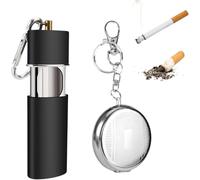 Zhenghebuy Cenicero Portatil,2 Piezas Cenicero de Bolsillo,Cenicero de Viaje,Ceniceros Portátiles de Cigarrillos con Llavero para Exteriores,Coche(Plata,Negro)
