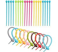 Zhenghebuy Colorido Silicona Corbatas Bolsa,50 Piezas Bridas Reutilizables Para Cables,Bridas Cables de Silicona,Sujetacables Bridas Cables Ajustables para Organización y Gestión de Cables