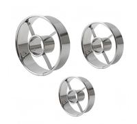 Zhenghebuy Moldes Rosquillas,2 Piezas Cortadores Galletas Acero Inoxidable,Molde De Rosquilla De Acero Inoxidable Reutilizable,Cortadores Redondos para Masa,Pastelería,Rosquilla