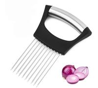Zhenghebuy Soporte de Ceboll,Tenedor Cebolla Rebanador de Cebolla,Agujas de Cebolla Soporte para Cortar en Acero Inoxidable para Cortar Carne,Frutas,Verduras