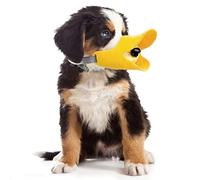 ZHENGJING Juego de boca de pato con forma de boca de perro llamado mascota, material de silicona a prueba de mordeduras, cómodo y boca con correas ajustables, mejor para evitar mordeduras, amarillo, M