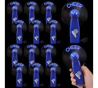 Zhengmy 12 miniventiladores azules con LED portátil de mano a granel, para fiesta de animadora de graduación, pequeño ventilador alimentado por pilas con cordón para el día del juego al aire libre