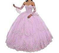 ZHengquan Vestidos de quinceañera con apliques de encaje de las mujeres vestido de baile de fin de curso, morado claro, 38