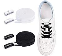 Zhenle 2 Pares Cordones Elásticos Zapatillas Deporte 100cm Blancas con Cierre Magnético, Hebilla Metal y Ajustables de Goma para Niños
