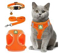 Zhenle Arnês para Gatos trelas coleiras fato arnês Gatos Anti-Escape, refletor ajustável arnês Gato respirável arnês para cão Pequeno, adequado para animais de estimação pequenos e médios (M)