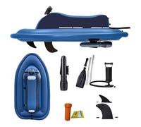 zhenmaster Barco Hinchable a Motor para 2 Personas, Equipo de Deportes Acuáticos para Exploración en Piscinas y Buceo, Barco Flotante con Asientos y Aletas Dobles, Batería Sumergible de 10000mAh