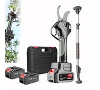 zhenmaster Podadora Eléctrica con Cuchilla SK5 y Batería Doble - Cortes de Hasta 78mm, Barra Telescópica Ajustable, Pantalla LCD, Motor Potente 980W para Jardineros y Agricultores(Withpole)