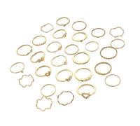 ZHENNB Colección de anillos de moda de 28 piezas con elegante accesorio de detalle de corazón y ondulado para los creadores de tendencias, trajes elegantes, anillos de uso diario, talla única, como se