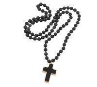 ZHENNB Ethnic Styles - Cadena de clavícula de 8 mm con colgante de crucifijo de piedra natural esmerilada de longitud ajustable para mujer