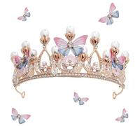 Zhenp Corona de Tiara de Cristal, 14cm/5,5 Pulgadas, Diadema de Disfraz, de La Joyería de La Diadema, para Niñas