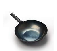 臻三环 ZhenSanHuan - Wok de hierro martillado a mano con fondo plano apto para inducción (mango de hierro de 32 cm)