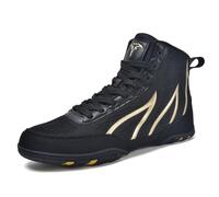 ZHENSI Botas De Boxeo para Hombre De Lucha Libre De Fitness De Caña Alta Y Caída Cero para Levantamiento De Pesas Y Gimnasio,Negro,43 EU