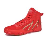 ZHENSI Botas De Boxeo para Hombre De Lucha Libre De Fitness De Caña Alta Y Caída Cero para Levantamiento De Pesas Y Gimnasio,Rojo,42 EU