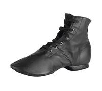 ZHENSI Botas De Jazz Hombres Mujeres Suela Dividida Zapatos De Baile Altos Cuero De PU Fondo Suave Descalzo,Negro,44 EU