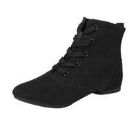 ZHENSI Botas De Jazz para Mujer Zapatos De Baile con Suela Dividida De Goma De Lona para Interiores Y Exteriores,Negro,39 EU