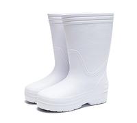 ZHENSI Botas De Lluvia Antideslizantes Hombre Zapatos De Caña Alta para Servicio De Alimentos EVA Impermeables Sin Cordones para Cocina Y Huerto,Blanca,46 EU