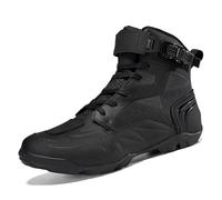ZHENSI Botas De Moto Hombre De Caña Alta Impermeables Antideslizantes De Cuero para Carreras Botines De Cuero para Exteriores,Negro,43 EU