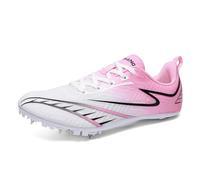 ZHENSI Zapatillas De Atletismo para Hombre Y Mujer Zapatillas De Carreras De Velocidad con Clavos Ligeras Y Profesionales para Saltar,Rosado,38 EU