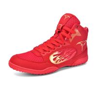 ZHENSI Zapatillas De Boxeo De Caña Alta para Hombre Ligeras Antideslizantes para Fitness Y Artes Marciales,Rojo,43 EU