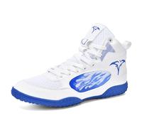 ZHENSI Zapatillas De Boxeo De Caña Alta para Hombre Ligeras Antideslizantes para Fitness Y Artes Marciales,Azul,43 EU