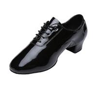 ZHENSI Zapatos De Baile Latino Hombre Suela Dividida para Interiores Zapatos De Baile De Salón Modernos Charol Tacón Bajo Transpirables,Negro,40 EU