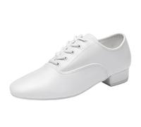 ZHENSI Zapatos De Baile para Hombre Tacón Bajo Oxford Zapatos De Salón Modernos Latinos,Blanco,39 EU