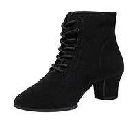 ZHENSI Zapatos De Baile para Mujer Zapatos De Baile Modernos con Suela Dividida Suela De Goma Tacón Medio Grueso Botines,Split Sole,41 EU