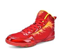 ZHENSI Zapatos De Boxeo Hombre De Caña Alta para Entrenamiento De Lucha Libre Y Artes Marciales Botas De Combate Ligeras Y Descalzas,Rojo,42 EU