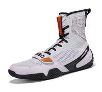 ZHENSI Zapatos De Boxeo para Hombre Mujer Zapatillas De Lucha Libre De Caña Alta Ligeras con Caída Cero para Gimnasio,Gris,43 EU