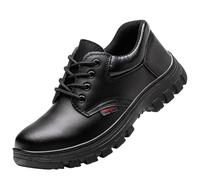 ZHENSI Zapatos De Chef con Puntera De Acero para Hombre Mujer Zapatos De Seguridad Oxford Antideslizantes para Cocina Y Restaurante,Negro,41 EU