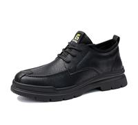 ZHENSI Zapatos De Chef De Cuero con Cordones para Hombre Impermeables De Trabajo De Cocina con Suela Suave Y Cómodos para El Servicio De Alimentos,Negro,44 EU