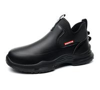 ZHENSI Zapatos De Chef Hombre Antideslizantes Impermeables para Servicio De Alimentos Sin Cordones Suaves Y Ligeros para Cocina De Restaurante,Negro,37 EU