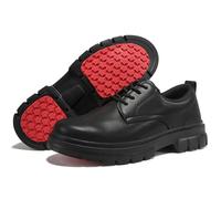 ZHENSI Zapatos De Chef para Hombre Antideslizantes De Cuero con Cordones Estilo Oxford para Servicio De Alimentos,Negro,44 EU