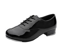 ZHENSI Zapatos De Claqué Hombre Zapatos De Baile De Salón para Niños Zapatos Oxford con Cordones De Tacón Bajo,Negro,44 EU