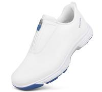 ZHENSI Zapatos De Golf Impermeables Hombre Zapatillas De Entrenamiento De Golf Profesionales Sin Clavos Zapatillas para Caminar con Cremallera Zapatillas Ligeras Antideslizantes,White b,40 EU