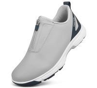 ZHENSI Zapatos De Golf Impermeables Hombre Zapatillas De Entrenamiento De Golf Profesionales Sin Clavos Zapatillas para Caminar con Cremallera Zapatillas Ligeras Antideslizantes,Gris,42 EU