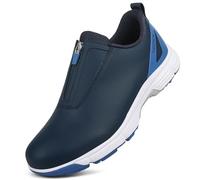 ZHENSI Zapatos De Golf Impermeables Hombre Zapatillas De Entrenamiento De Golf Profesionales Sin Clavos Zapatillas para Caminar con Cremallera Zapatillas Ligeras Antideslizantes,Azul,45 EU