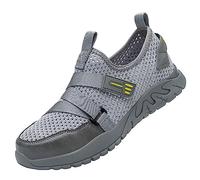 ZHENSI Zapatos De Seguridad De Verano Hombre Zapatillas De Deporte con Puntera De Acero Transpirables Zapatos De Trabajo con Arquitectura De Gancho,Gris,45 EU