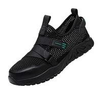 ZHENSI Zapatos De Seguridad De Verano Hombre Zapatillas De Deporte con Puntera De Acero Transpirables Zapatos De Trabajo con Arquitectura De Gancho,Negro,42 EU