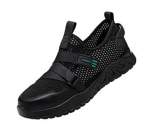 ZHENSI Zapatos De Seguridad De Verano Hombre Zapatillas De Deporte con Puntera De Acero Transpirables Zapatos De Trabajo con Arquitectura De Gancho,Negro,42 EU