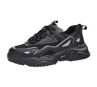 ZHENSI Zapatos De Seguridad Mujer Zapatillas De Deporte con Puntera De Acero Grueso Ligeros Transpirables De Fondo Suave Zapatos De Trabajo Industriales,Negro,34 EU
