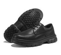 ZHENSI Zapatos De Trabajo Antideslizantes para Hombre Impermeables para Chef De Cocina Cómodos Zapatos Oxford De Cuero,Negro,46 EU