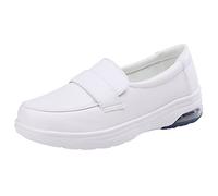 ZHENSI Zapatos De Trabajo Sin Cordones Mujer, Zapatos para Caminar De Enfermería Parte Inferior Suave Antideslizantes Cómodos Y Ligeros Mocasines,Blanca,39 EU