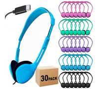 ZHENWAY Auriculares USB-C a granel, paquete de 30 adecuados para aula, escuela, niños y adolescentes, auriculares USB tipo C compatibles con almohadilla y teléfonos inteligentes (004 multicolor)