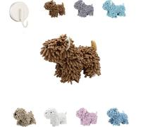 ZHENWO 2026 New Dog Shaped Hand Towel, Cute Chenille Dog Towel with Hook, Puppy Chenille Hand Towels for Bathroom & Kitchen, Great Gift for Women & Dog Lovers (Dark Brown)