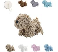 ZHENWO 2026 New Dog Shaped Hand Towel, Cute Chenille Dog Towel with Hook, Puppy Chenille Hand Towels for Bathroom & Kitchen, Great Gift for Women & Dog Lovers (Light Brown)