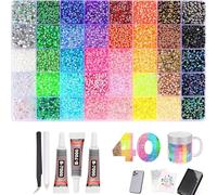ZHENWO Bedazzling kit with glue and tools，40 Colors Resin Jelly Rhinestones for Bedazzling, Colorful Flatback Gems Bedazzler Kit with 3Pcs Jewelry Glue for Diamond Art and Crafting (40colors)