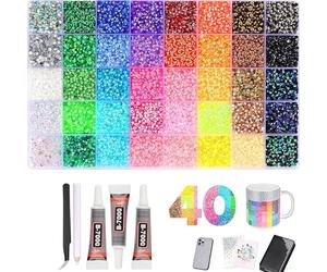 ZHENWO Bedazzling kit with glue and tools，40 Colors Resin Jelly Rhinestones for Bedazzling, Colorful Flatback Gems Bedazzler Kit with 3Pcs Jewelry Glue for Diamond Art and Crafting (40colors)