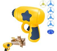 ZHENWO Flying Disc Launcher Toy， Interactive Cat Fetch Toy Set，Cat Fetch Toy Launcher，Colorful Flying Propellers & Disc for Outdoor/Indoor Play - Tracking Interactive Toys (Yellow)